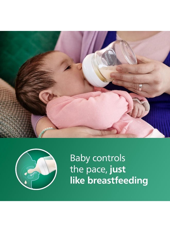 Avent زجاجة حليب طبيعية للأطفال من فيليبس أفينت مع حلمة استجابة طبيعية (تدفق بطيء، تدفق 2)، 4 أونصات، SCY910/01 - Image 2