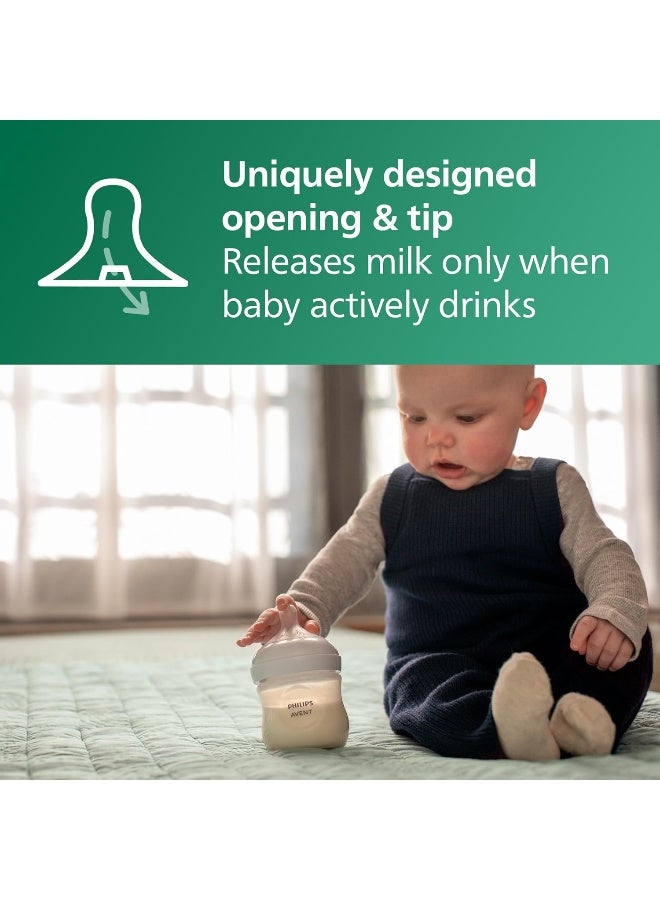 Avent زجاجة حليب طبيعية للأطفال من فيليبس أفينت مع حلمة استجابة طبيعية (تدفق بطيء، تدفق 2)، 4 أونصات، SCY910/01 - Image 5