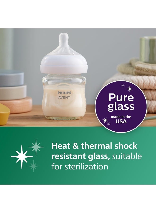 Avent زجاجة حليب طبيعية للأطفال من فيليبس أفينت مع حلمة استجابة طبيعية (تدفق بطيء، تدفق 2)، 4 أونصات، SCY910/01 - Image 3