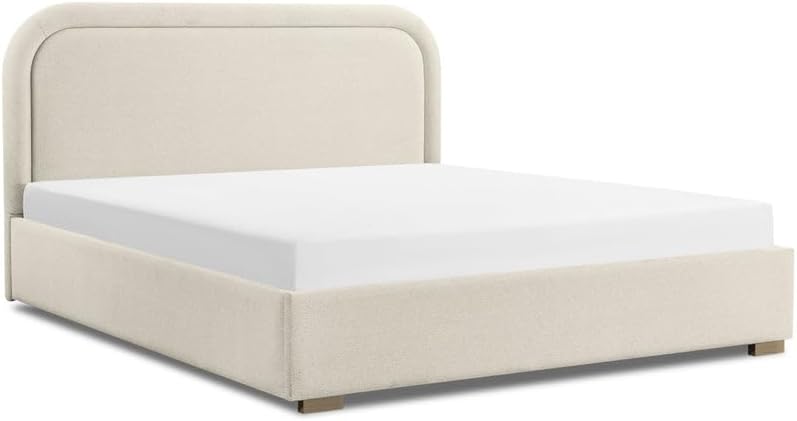 Modern Upholstered Bed Frame with Padded Curved Headboard - Twin Size (120x200cm) with Spring Pillow Top Mattress - Image 5