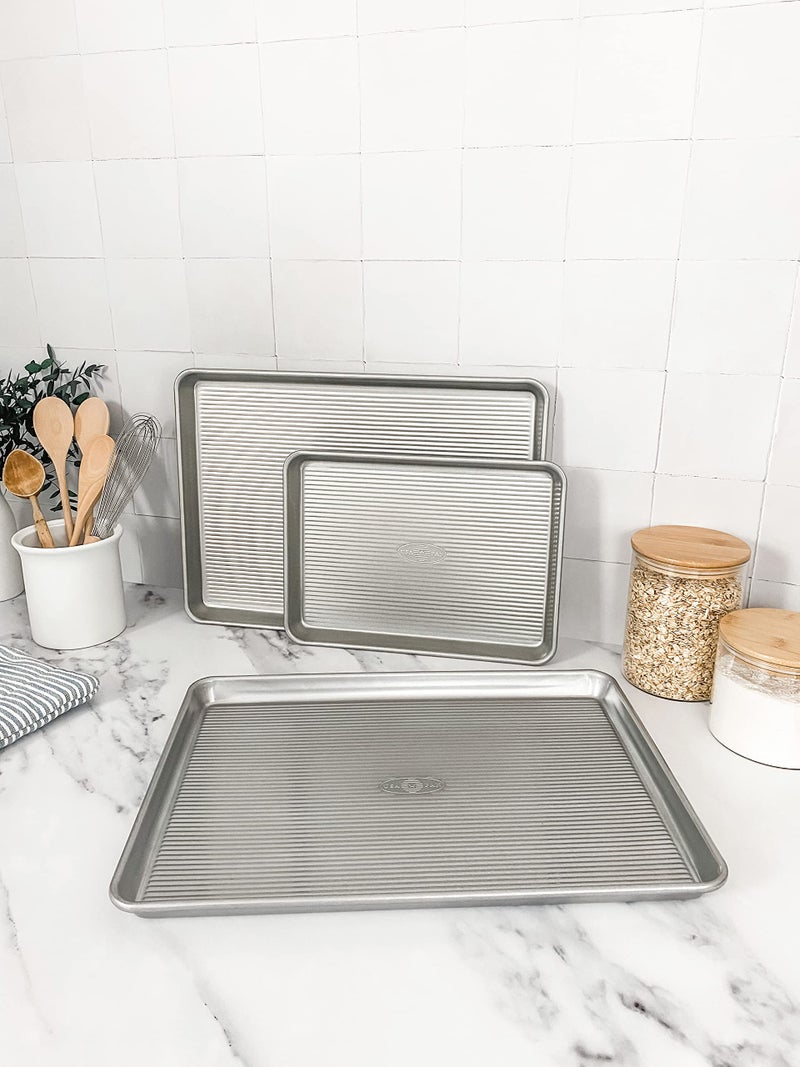 USA Pan Nonstick Half Sheet Pan and Quarter Sheet Pan, Set of 2, Aluminized Steel - Image 4