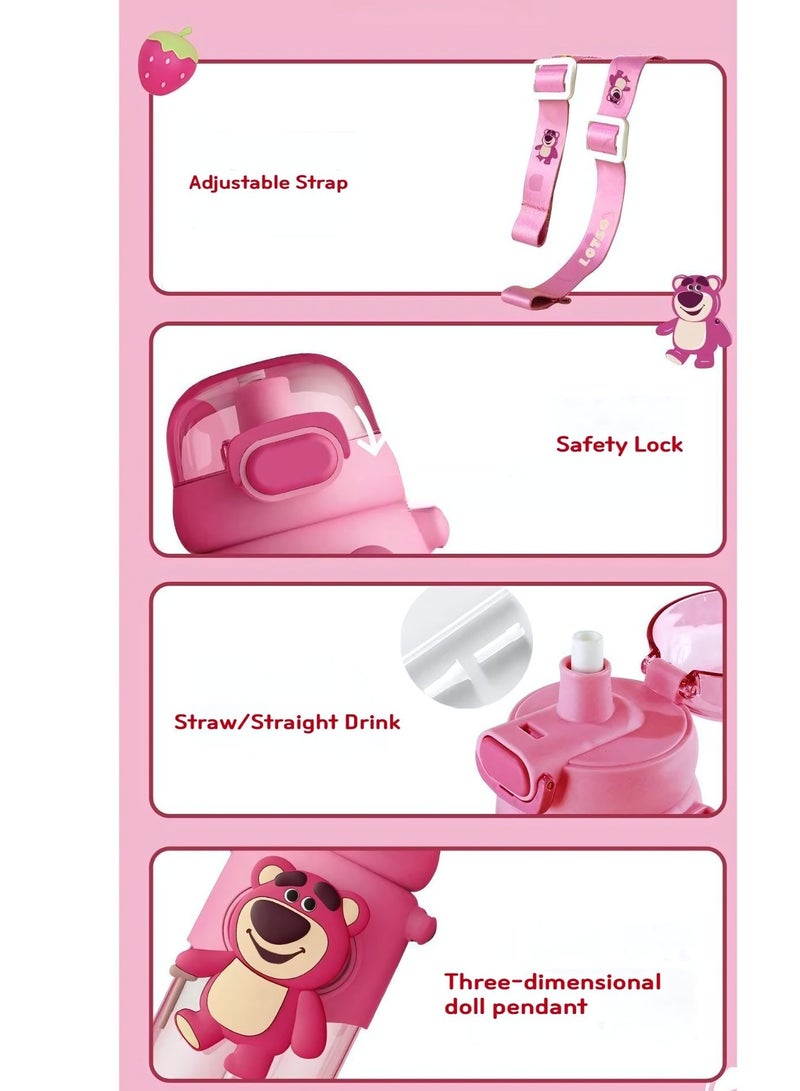 Disney Lotso Large Capacity Water Cup With Lanyard Leak-Proof Cup For Kids/Teens Direct Drink Summer 600Ml - Image 3