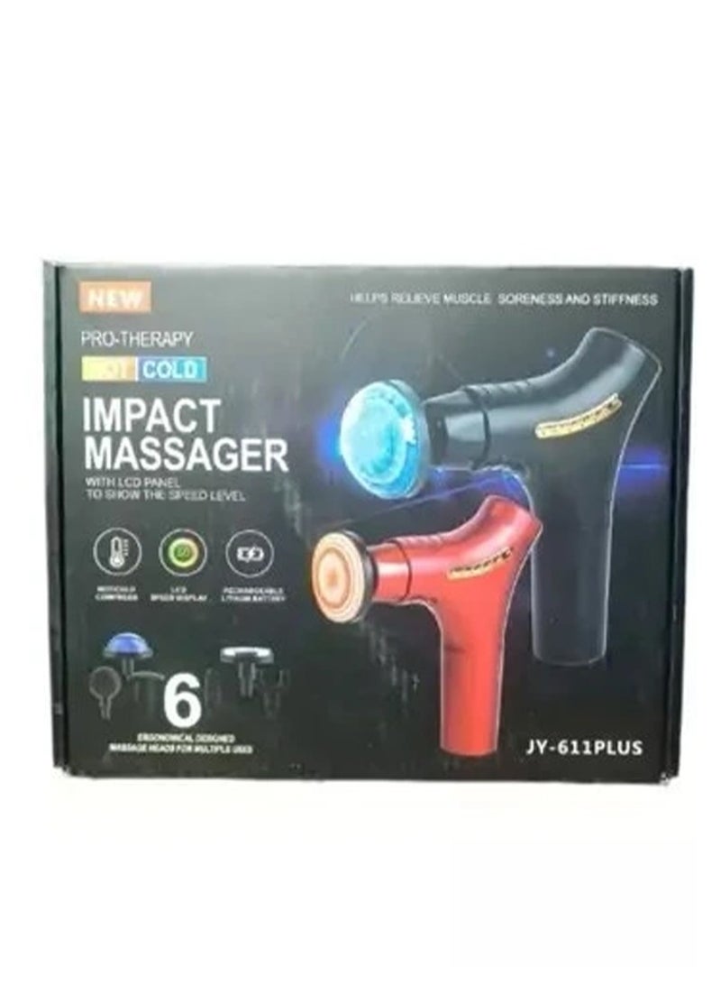 مسدس تدليك احترافي 6 في 1، HS-520 مسدس تدليك مع 6 رؤوس رأس تدليك مصمم هندسيًا لاستخدامات متعددة، قوة احترافية 20 واط مع تدليك عميق لاسترخاء العضلات - أحمر - Image 3