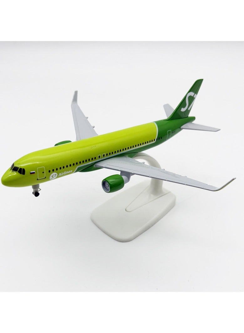 general Russian S7 A320 Simulated Aircraft Model Alloy Solid with Wheels Static Ornament Model Aircraft Toy - Image 2