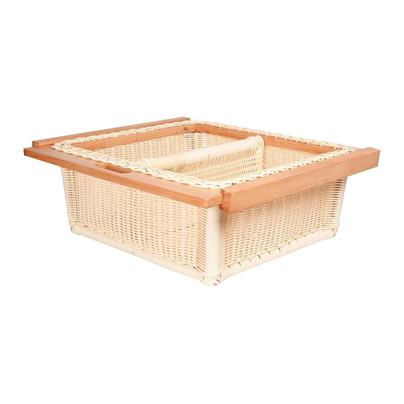KYNE Round PVC Wicker Basket with Partition for Modular Kitchen Stylish Durable Storage Organizer for Cabinets Drawers Beige 2225 W X 20 L X 8 H Inch Single Partition - Image 4