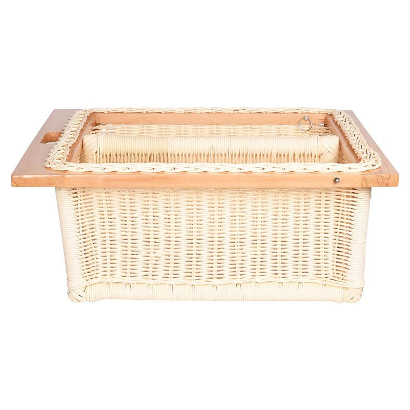 KYNE Round PVC Wicker Basket with Partition for Modular Kitchen Stylish Durable Storage Organizer for Cabinets Drawers Beige 2225 W X 20 L X 8 H Inch Single Partition - Image 5