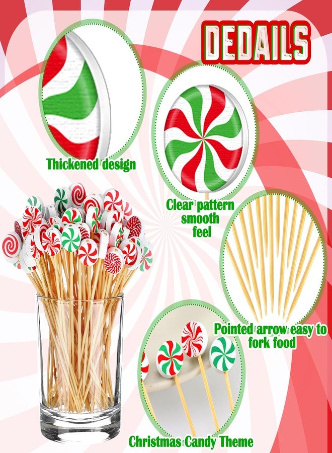 Pickmesh 600 Pcs Christmas Cocktail Picks 4.7 Inch Candy Bamboo Toothpicks Cocktail Skewers for Drinks Party Decorations for Appetizers Fruit Drinks Xmas Party Supplies(Christmas Style) - Image 3