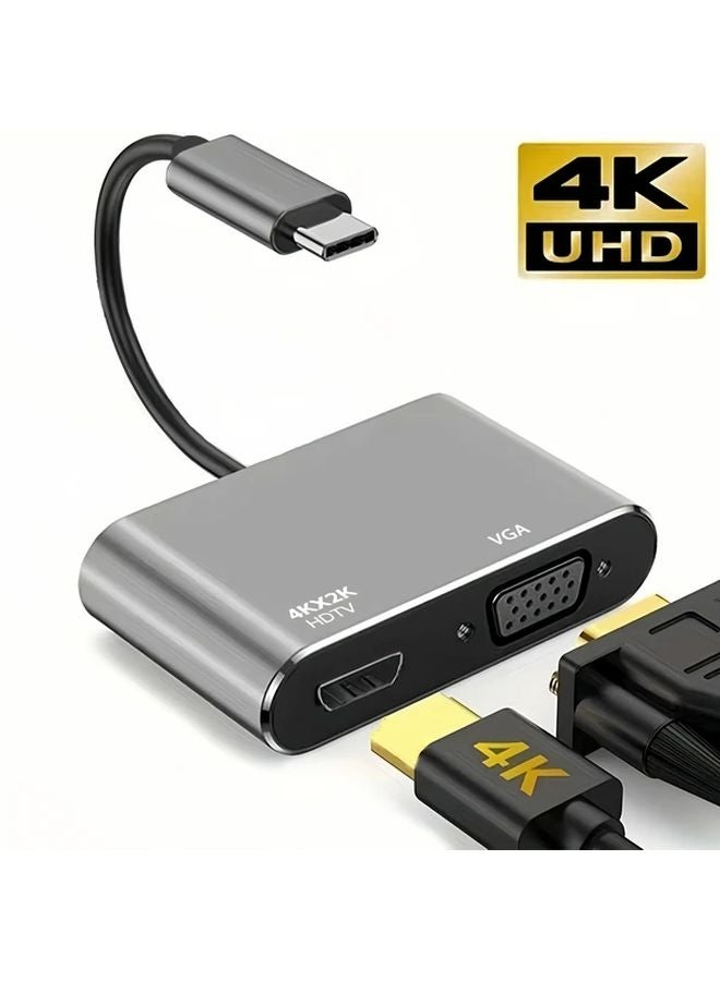 محطة إرساء USB-C مزدوجة الشاشة 4K VGA 1080P بميناء واحد من النوع 2 في 1 مع محور متعدد المنافذ USB 3.0 وبطاقة PD 100W - Image 1