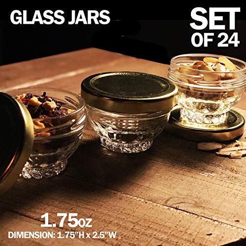 Caviar Line Small Mini Glass Jars With Tin Lids - 24 pack x 1.75 oz – All Purpose Empty Storage Jars - Image 2