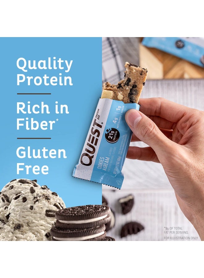 Quest Nutrition Quest Protein Bar - Cookies & Cream, 60g (Box of 12) | 21g Protein, 4g Net Carbs, 1g Sugar, Gluten-Free, High Fiber - Image 4