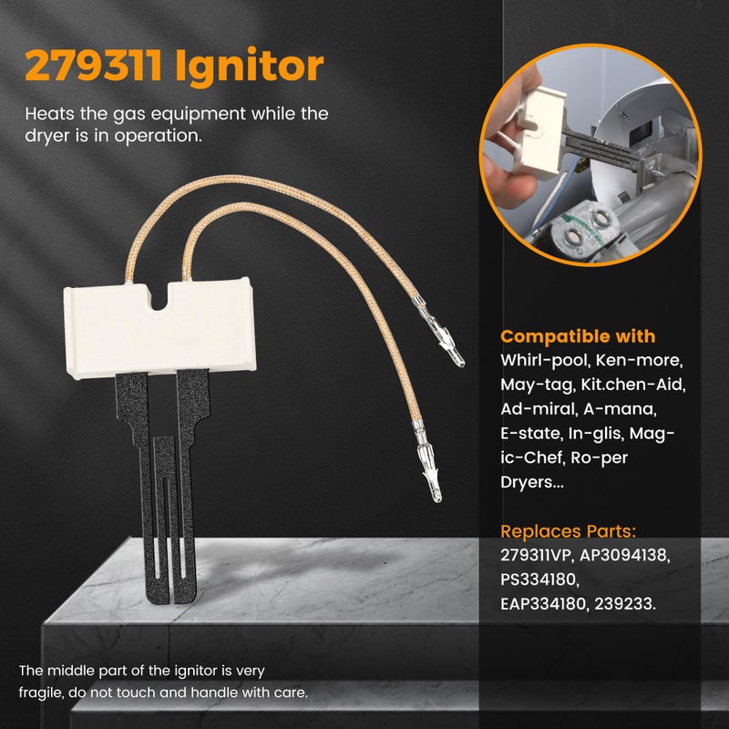 Nishcon Dryer Repair Kit Contains 279311 Igniter 279834 Gas Valve Coil 338906 Flame Sensor Fit For Kenmore Whirlpool Maytag Gas Dryers - Image 4