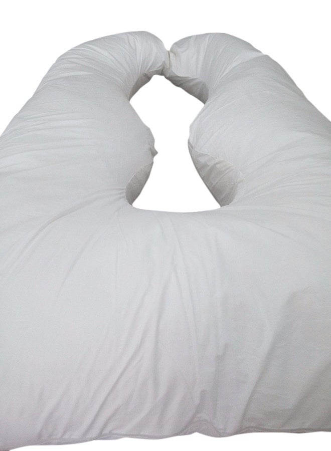 U Shaped Maternity Pillow Cotton Blend White 140x80cm - Image 2