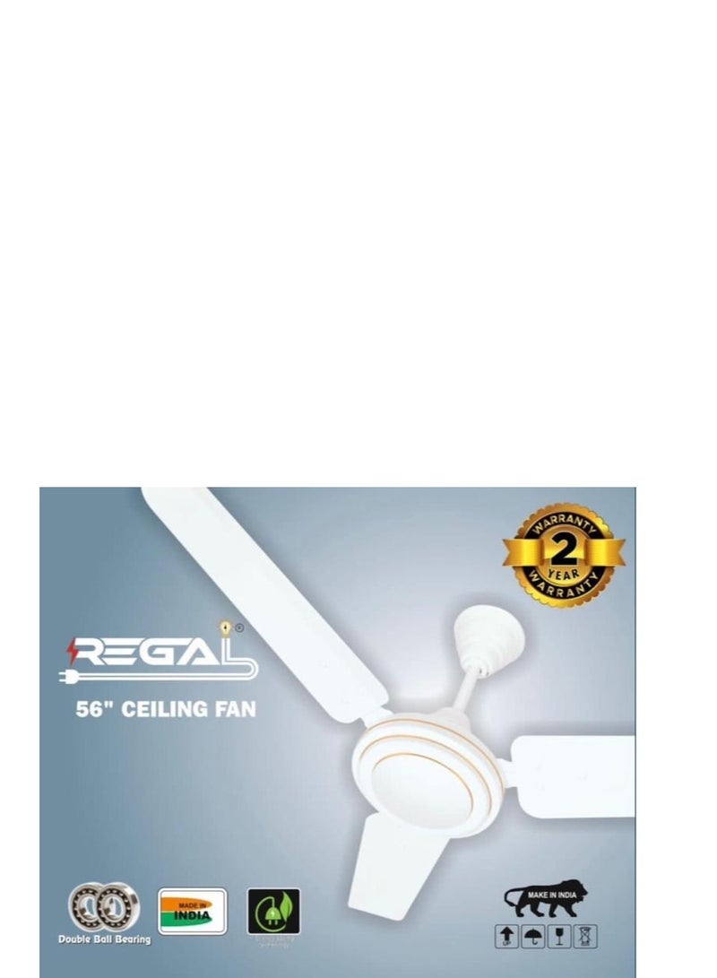 مروحة سقف داخلية بثلاث شفرات مقاس 56 بوصة باللون الأبيض مكونة من 3 قطع