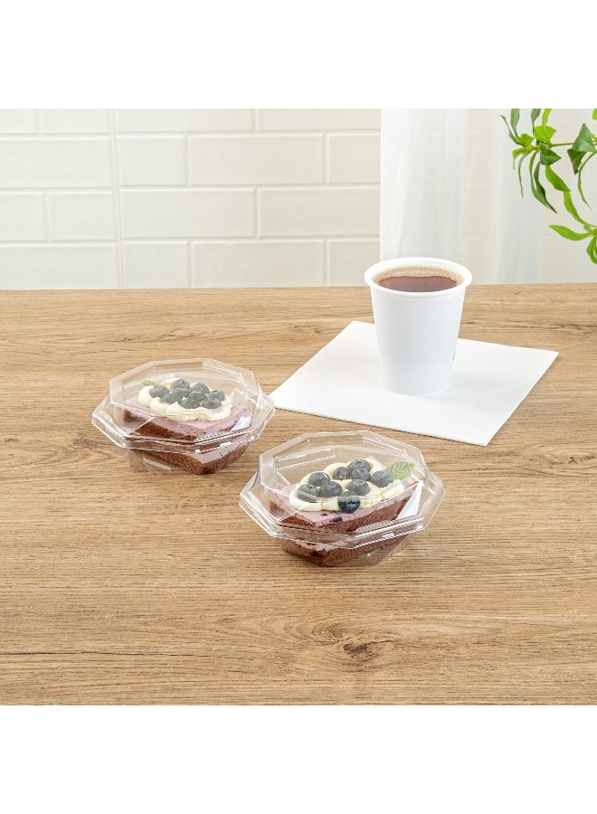 Restaurantware Thermo Tek 5.3 x 2.1 Inch Individual Cake Containers, 100 Disposable Pie Slice Containers - With Lids, Octagon, Clear Plastic Dessert Containers, For Pastries, Salads, or Sandwiches,  - Image 3