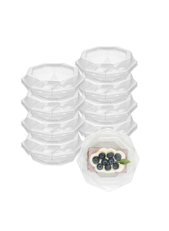 Restaurantware Thermo Tek 5.3 x 2.1 Inch Individual Cake Containers, 100 Disposable Pie Slice Containers - With Lids, Octagon, Clear Plastic Dessert Containers, For Pastries, Salads, or Sandwiches,  - Image 2