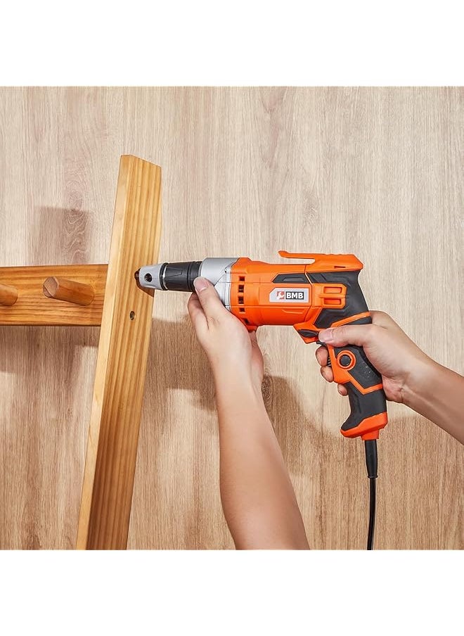 BMB - Electric Drywall Screwdriver With Speed Controller 520W Adjustable High Speed Rotary Power Tool Up To 4200Rpm And 6.35Mm Bit Capacity For Drywall Installation For Home Improvement Projects - Image 1