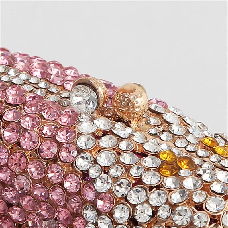 Tngan Women Ice Cream Shaped Evening Clutch Glitter Full Rhinestones Bag Girl Summer Dress Shoulder Bag  Peach - Image 2