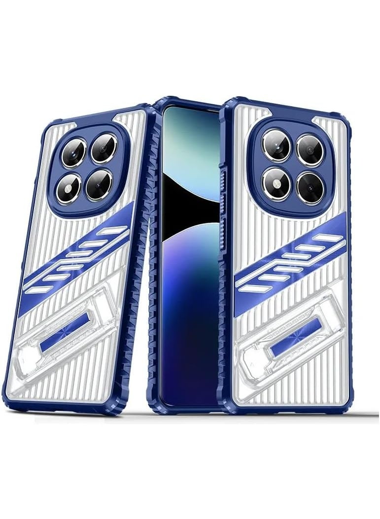 جولدن ماسك شاومى ريدمى نوت 14 برو 4جي (Xiaomi Redmi Note 14 Pro 4G) جراب ظهر عدسة حماية مع حامل (ازرق)