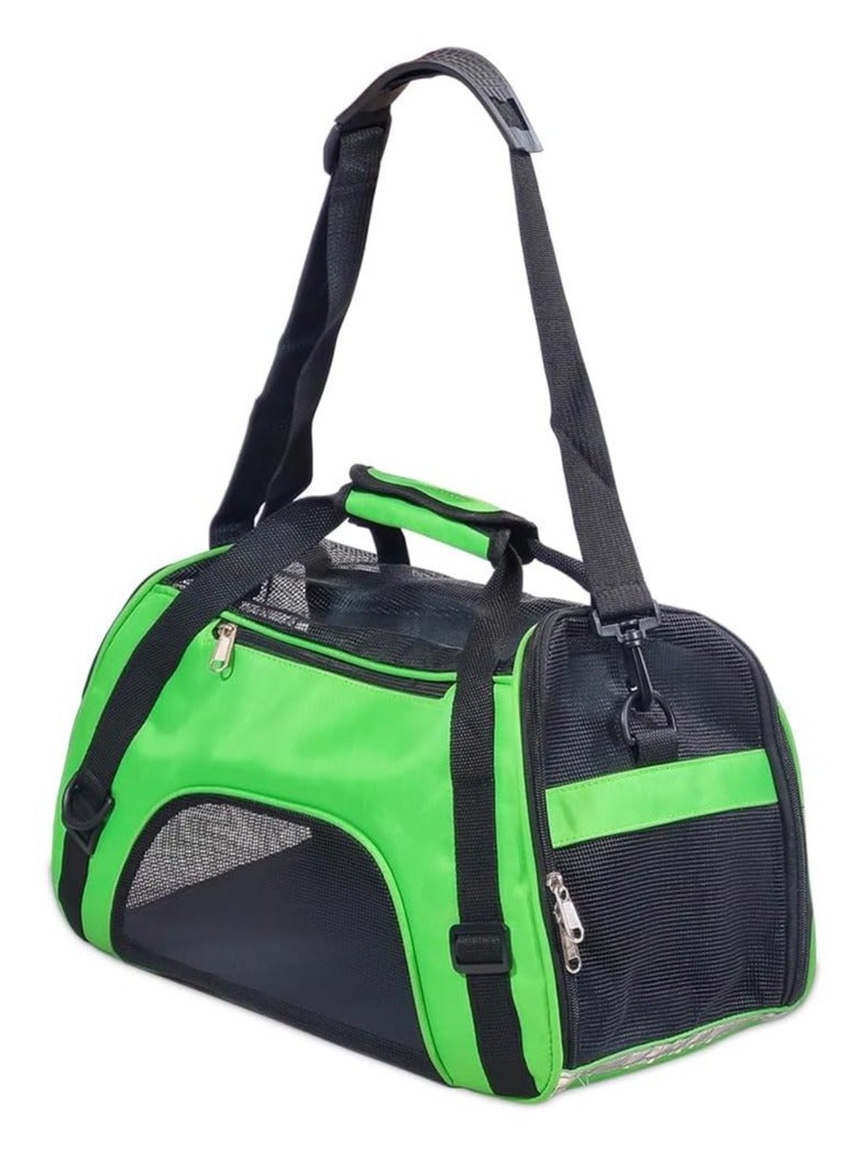 أن ان سي بيتس حقيبة حمل محمولة للحيوانات الأليفة مع حزام كتف قابل للتعديل، حقيبة سفر مريحة للحيوانات الأليفة الصغيرة، حقيبة حمل سفر مع تهوية شبكية، جيب تخزين، مقبض سهل وقابل للغسل 42 سم (أخضر) - Image 1