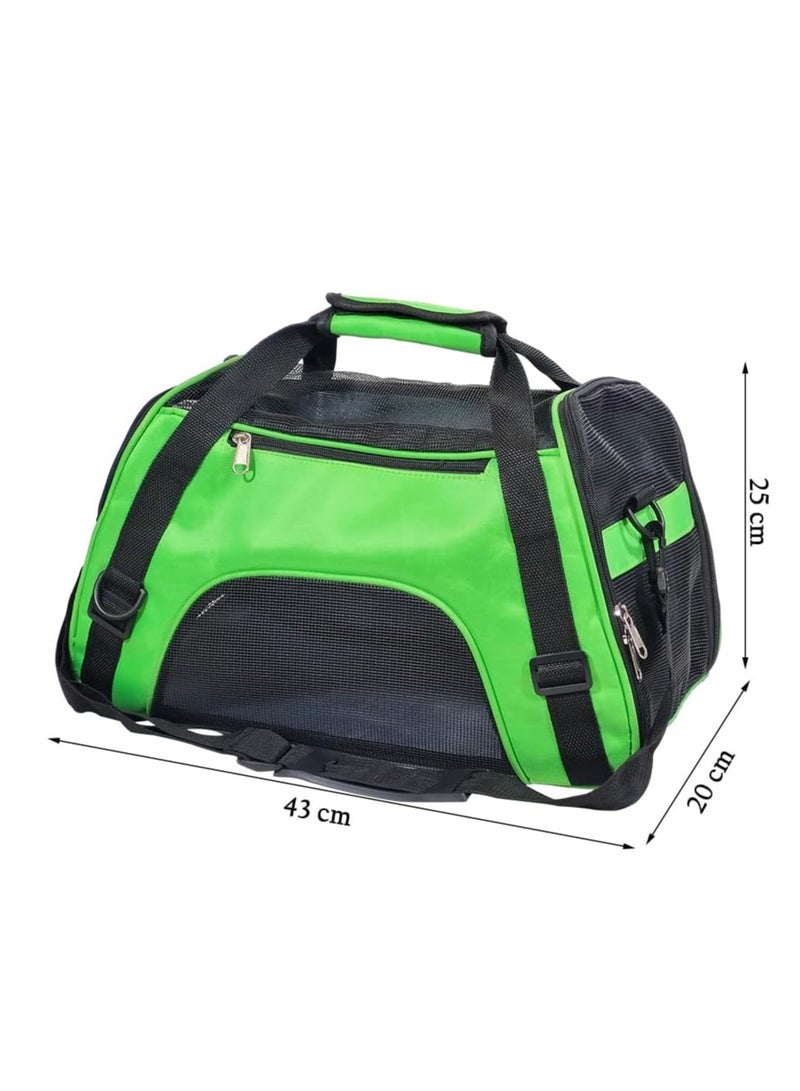 أن ان سي بيتس حقيبة حمل محمولة للحيوانات الأليفة مع حزام كتف قابل للتعديل، حقيبة سفر مريحة للحيوانات الأليفة الصغيرة، حقيبة حمل سفر مع تهوية شبكية، جيب تخزين، مقبض سهل وقابل للغسل 42 سم (أخضر) - Image 2