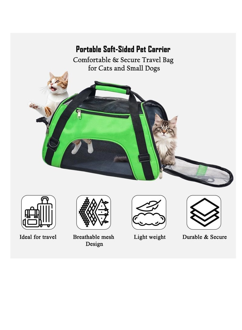 أن ان سي بيتس حقيبة حمل محمولة للحيوانات الأليفة مع حزام كتف قابل للتعديل، حقيبة سفر مريحة للحيوانات الأليفة الصغيرة، حقيبة حمل سفر مع تهوية شبكية، جيب تخزين، مقبض سهل وقابل للغسل 42 سم (أخضر) - Image 4