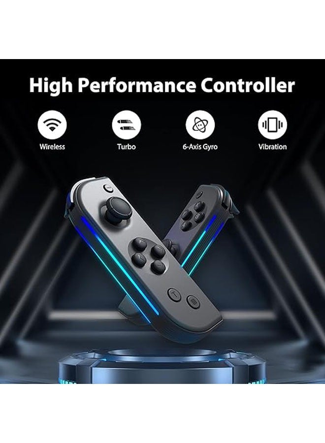 7-color LED Joycons controller for Switch/OLED/Lite, Switch Joy Con supports wake-up function, six-axis with shoulder strap and handle, and Turbo function
