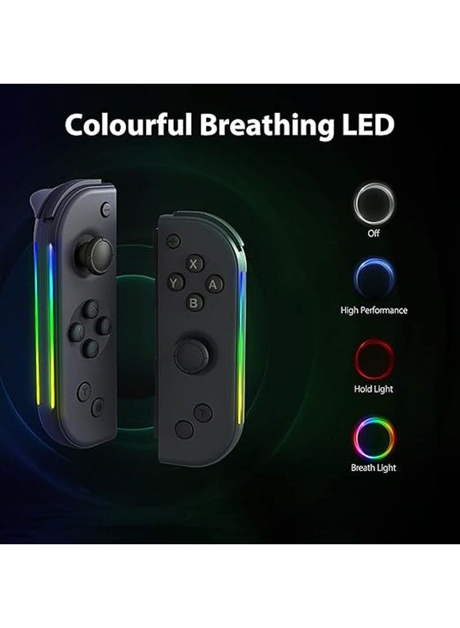 7-color LED Joycons controller for Switch/OLED/Lite, Switch Joy Con supports wake-up function, six-axis with shoulder strap and handle, and Turbo function