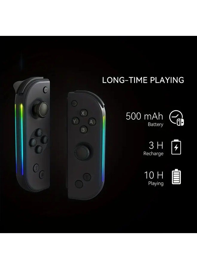 7-color LED Joycons controller for Switch/OLED/Lite, Switch Joy Con supports wake-up function, six-axis with shoulder strap and handle, and Turbo function
