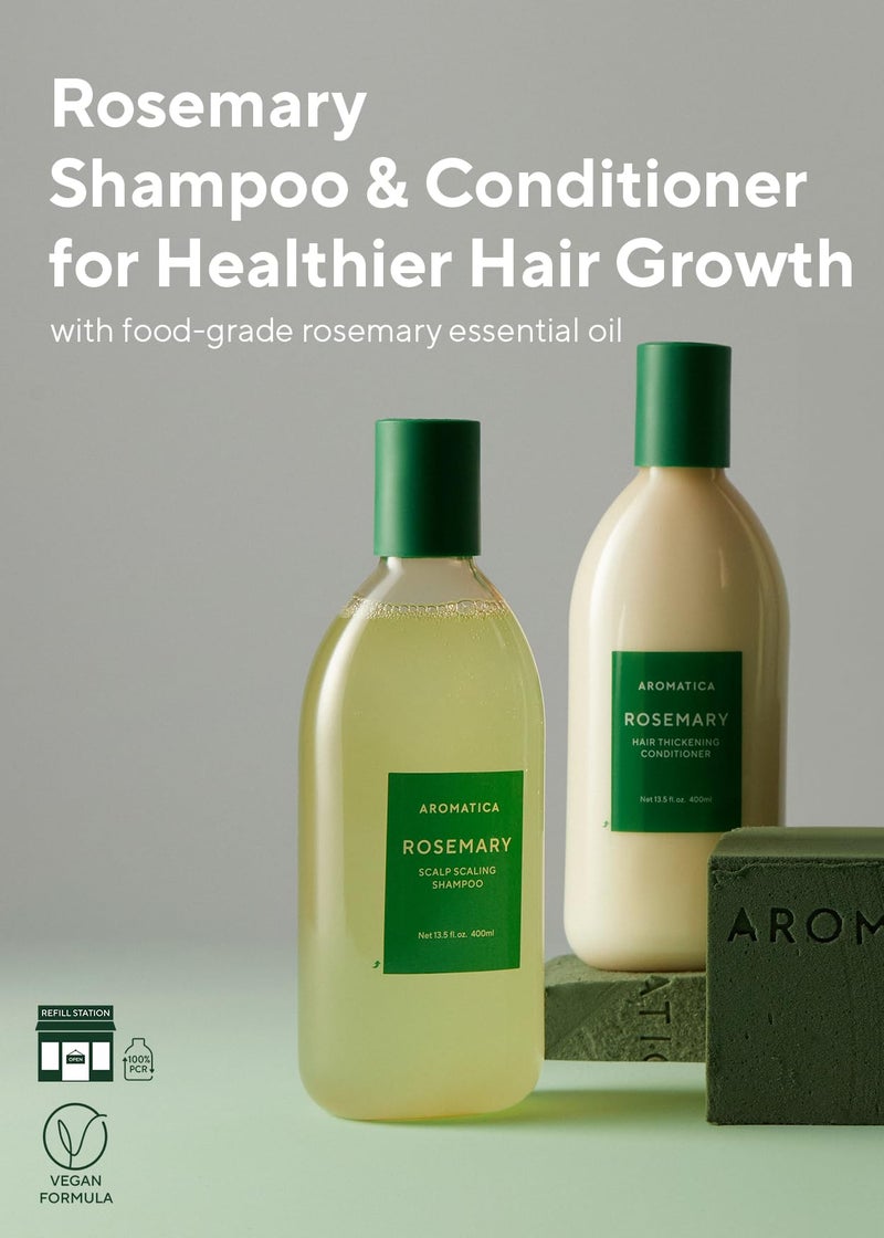 AROMATICA Rosemary Scalp Scaling Shampoo and Conditioner Set 13.53 fl.oz each – Vegan Hair Care Gift Set with Rosemary Oil. Sulfate Free Shampoo Conditioner For Hair Growth - Image 2