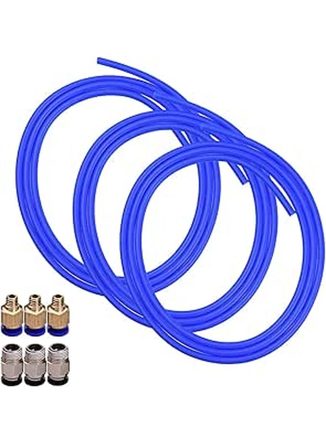 Blue PTFE Tube Hose 1 Meter With 3 PC4 M6 And 3 PC4 01 Fittings For 1 75mm Filament - Image 1
