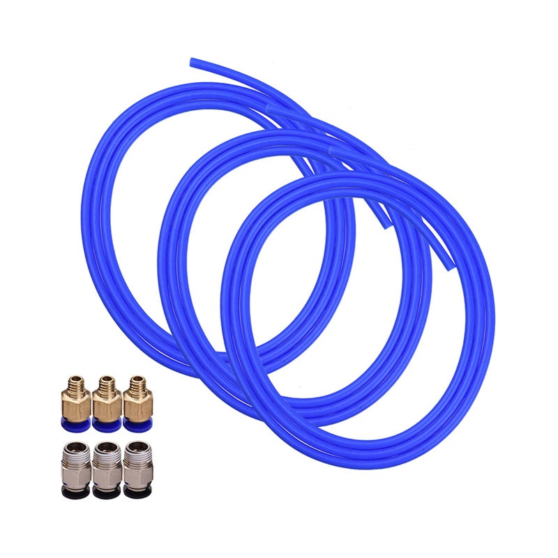 Blue PTFE Tube Hose 1 Meter With 3 PC4 M6 And 3 PC4 01 Fittings For 1 75mm Filament - Image 2