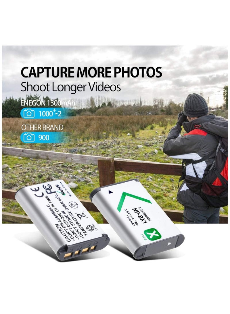 SYOSI NP-BX1 2-Pack Battery with LCD Dual USB Charger - Ideal for Sony NP-BX1 and Sony ZV-1, Cyber-Shot DSC-RX100, DSC-RX100 II/III/M4/M5/M6/M7/Ⅳ/Ⅴ/Ⅵ/Ⅶ/VA, DSC-RX100M II - Image 3