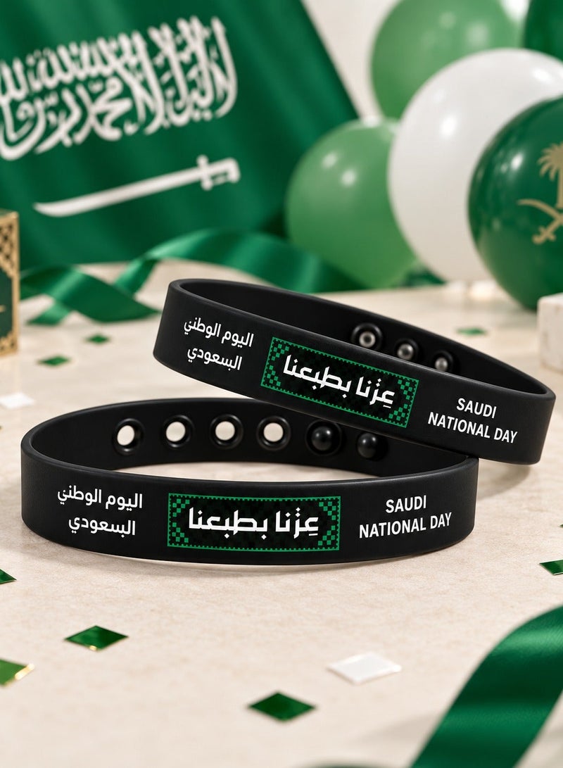 زينة اليوم الوطني السعوذي  اساور يد مطاطيه قطعتين للاحتفال باليوم الوطني السعودي اساور يد تضيف لمسة احتفالية إلى الإطلالات في مناسبات اليوم الوطني
مناسب لاحتفالات و زينه اليوم الوطني - Image 2