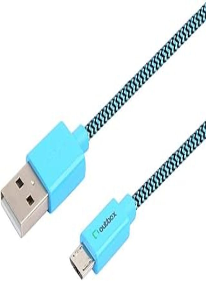 Outbox micro to usb charge and data cable, 2.4 a, 1.2 meters - blue