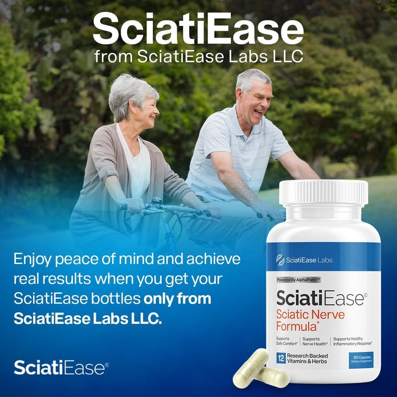 SciatiEase مكمل دعم صحة العصب الوركي تركيبة دعم الأعصاب مع ألفا بالميت حمض الفوليك 300 ملغ 120 كبسولة - Image 3