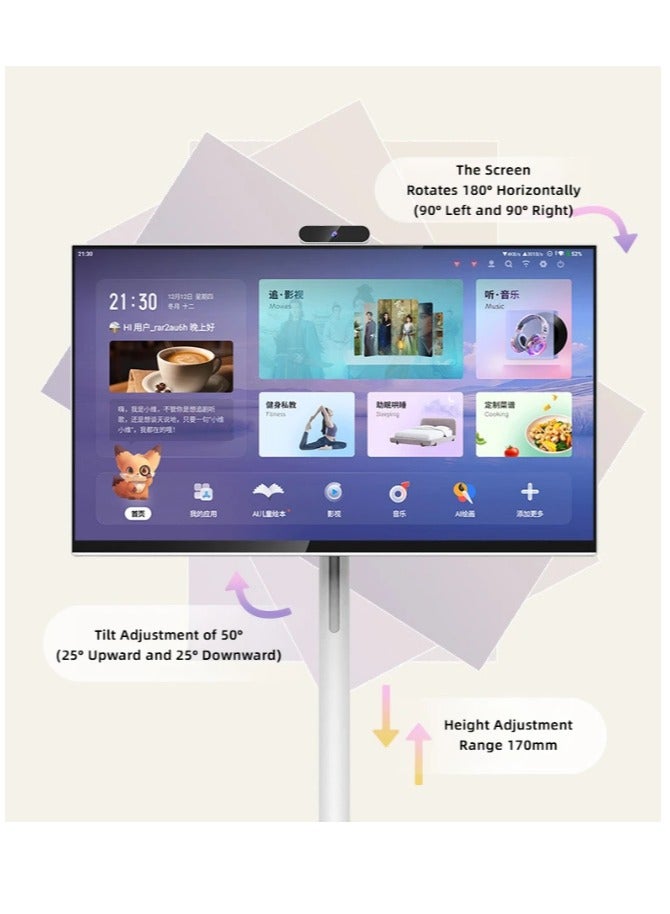 32 inch Smart Display Monitor with 180° Rotation, 50° Tilt, 170mm Height Adjustment, Moveable Stand, Wireless & Wired Screen Casting  - Image 1
