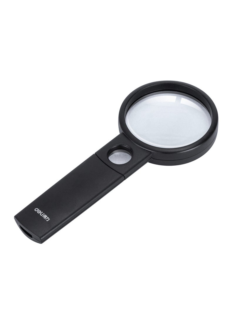 Deli E9090 Magnifier - 2.2X (5X) Magnification, 70mm Diameter, Black - Image 2