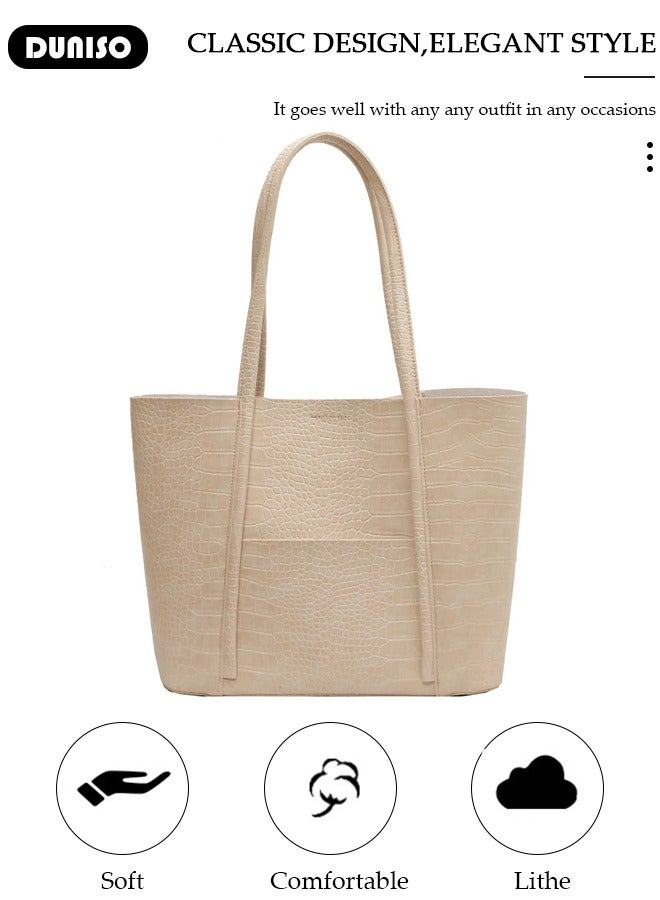 DUNISO Women's Shoulder Tote Bag Faux Leather Handbag for Women Large Capacity Messenger Fashionable Travel Shoulder Bag for Ladies Girls College Students - Image 2