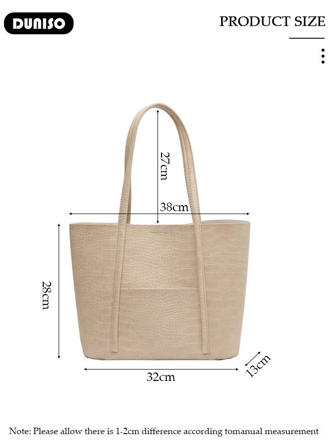 DUNISO Women's Shoulder Tote Bag Faux Leather Handbag for Women Large Capacity Messenger Fashionable Travel Shoulder Bag for Ladies Girls College Students - Image 4