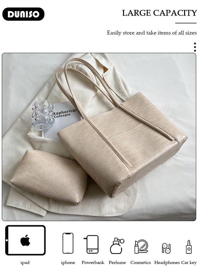 DUNISO Women's Shoulder Tote Bag Faux Leather Handbag for Women Large Capacity Messenger Fashionable Travel Shoulder Bag for Ladies Girls College Students - Image 3