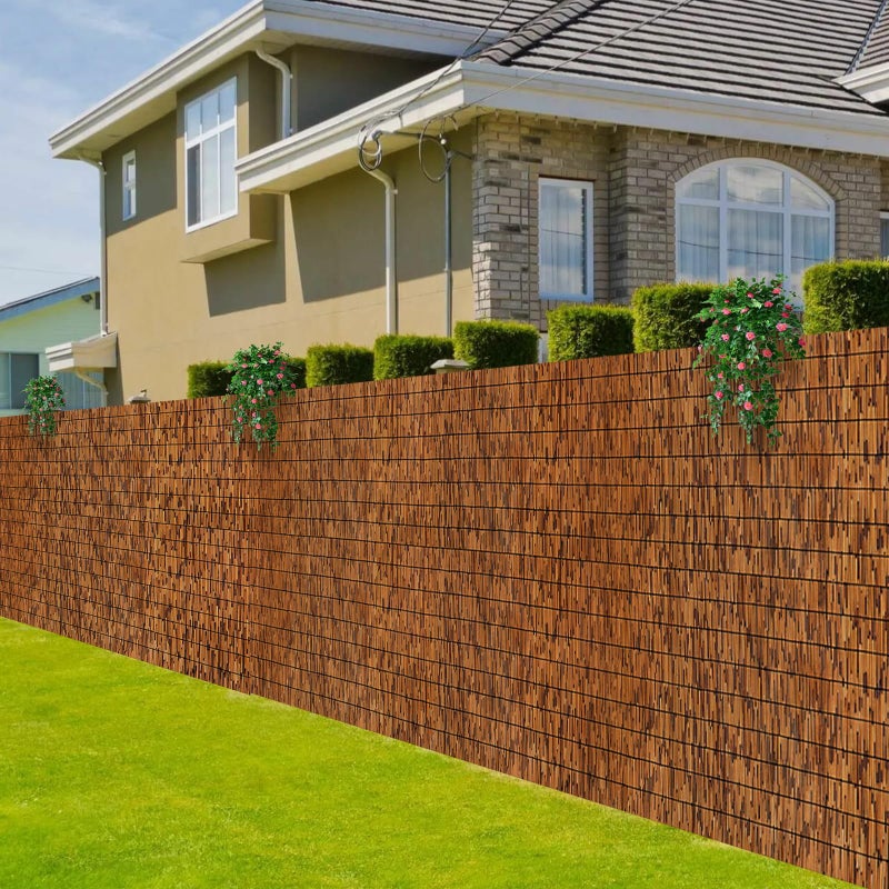 MOOKNAT Natural Reed Fence,6FT X 16.4FT Bamboo Fencing Privacy Reed Screening for Outdoor, Gallery, Restaurant, Hotel, Patio (Brown) - Image 1