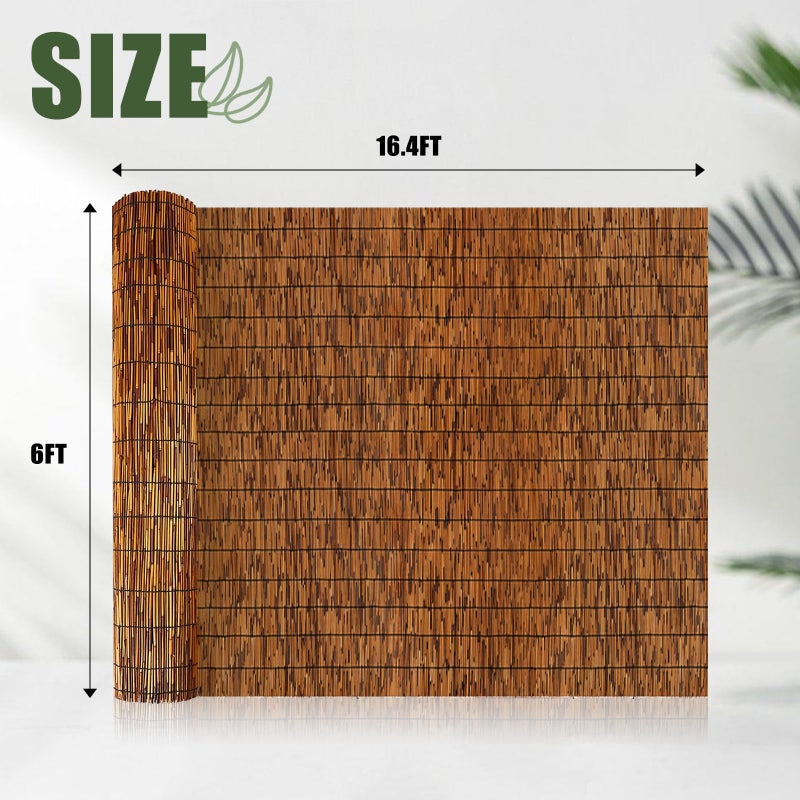 MOOKNAT Natural Reed Fence,6FT X 16.4FT Bamboo Fencing Privacy Reed Screening for Outdoor, Gallery, Restaurant, Hotel, Patio (Brown) - Image 2
