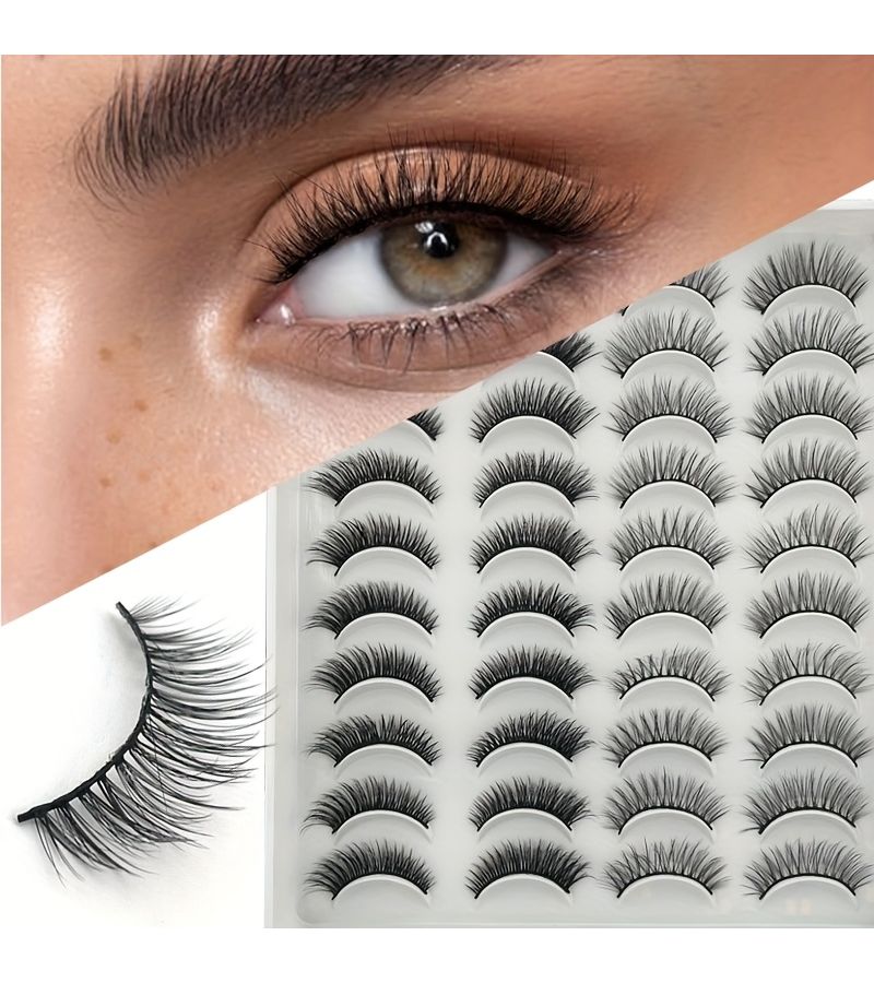 20 Pairs Fox Cat Eye Lashes Wispy Short Natural Winged Lift By Model 20PCG01901 - Image 1