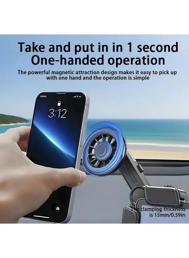Black Magnetic Phone Stand Height Adjustment 360 Rotation Anti Shake For Tesla Model 3 Y X S 2021 2025 - Image 3