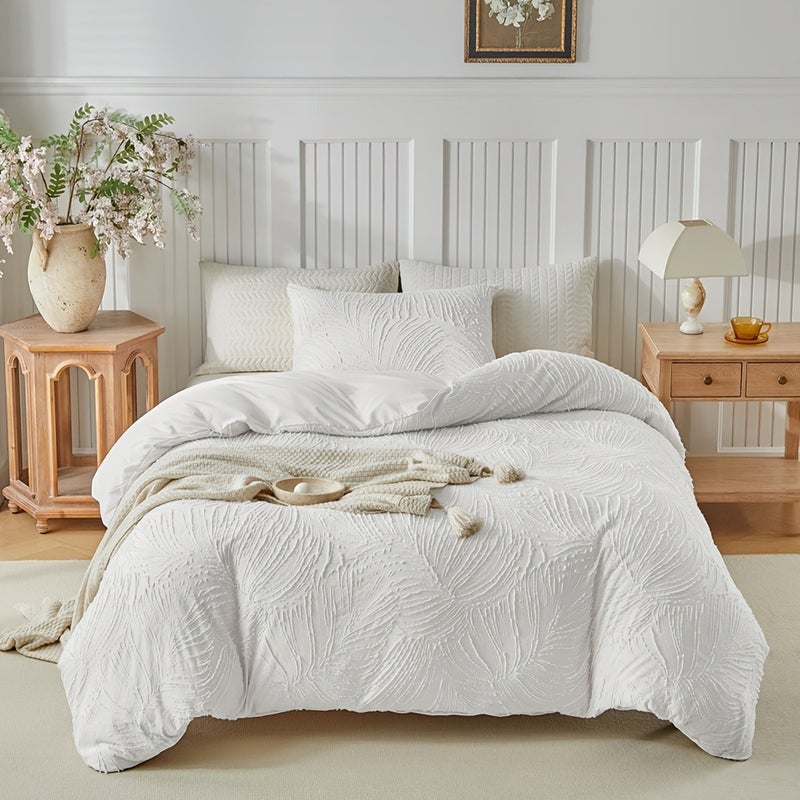 Washable Duvet Cover Set, 2/3pcs Set (1 Duvet Cover + 1/2 Pillowcases), 110g/㎡ Polyester Material, 3D Texture, Simple yet Luxurious, Soft and Comfortable, All-Season Bedroom Bedding, Features Zipper and Corner Ties, Suitable as a Gift - Image 1