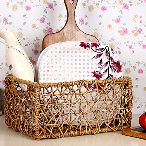 AKWAY Wicker Basket for Cloths, Storage Basket, Bin Organizer for Toiletry Cosmetic Towels Toys Bathroom Organizer Bamboo Wicker (13 L x 9 W x 6 H) (Natural) - Image 1
