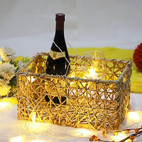 AKWAY Wicker Basket for Cloths, Storage Basket, Bin Organizer for Toiletry Cosmetic Towels Toys Bathroom Organizer Bamboo Wicker (13 L x 9 W x 6 H) (Natural) - Image 2