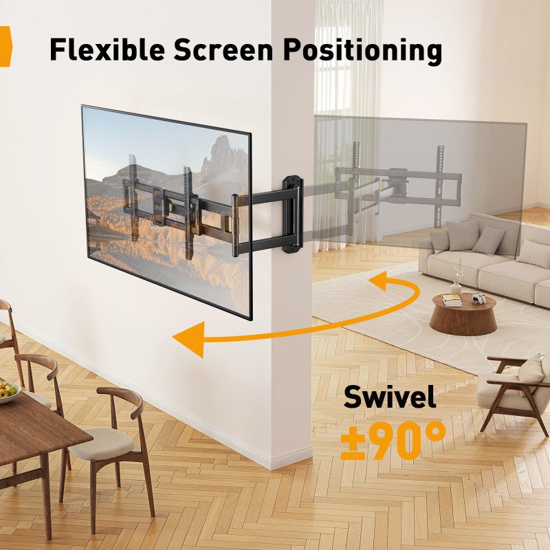 Perlegear Corner TV Wall Mount Long Arm TV Mount for 42-84 Inch TVs up to 150 lbs - Full Motion Wall Mount Single Stud with 37.2" Extension & Swivel Articulating Arm & Tilt, MAX VESA 600x400mm - Image 5