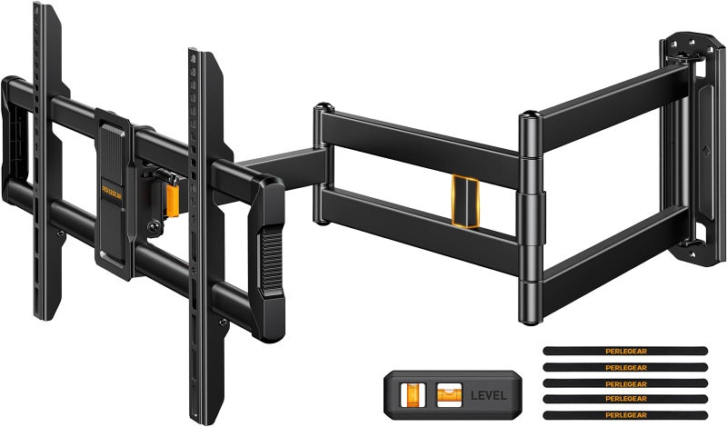 Perlegear Corner TV Wall Mount Long Arm TV Mount for 42-84 Inch TVs up to 150 lbs - Full Motion Wall Mount Single Stud with 37.2" Extension & Swivel Articulating Arm & Tilt, MAX VESA 600x400mm - Image 1