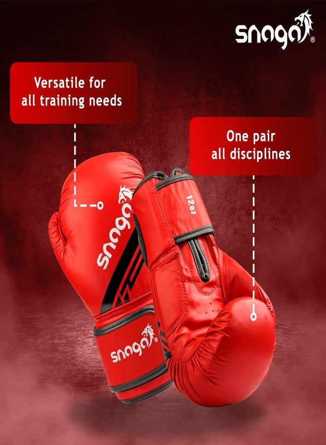 Snaga Premium Leather Boxing Gloves for Sparring Training, Boxing, Kickboxing, Gym, Muay Thai with Injection-Molded Foam for Maximum Protection, Fight Gloves for Men & Women (Red, 12oz) - Image 3